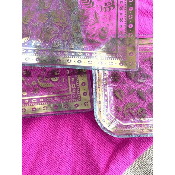 Georges Briard 3 Piece Clear Glass & Gold Plated Decorative Tray Set - Picture 16 of 16